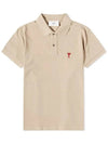 Men's Heart Logo Polo Shirt Champagne - AMI - BALAAN 4