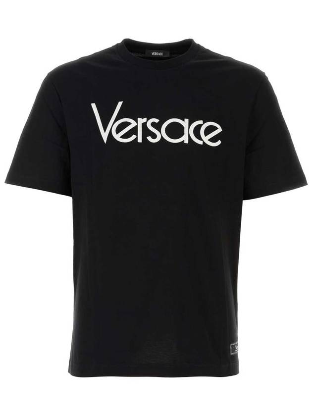 Logo Crewneck Short Sleeve T-Shirt Black - VERSACE - BALAAN 2