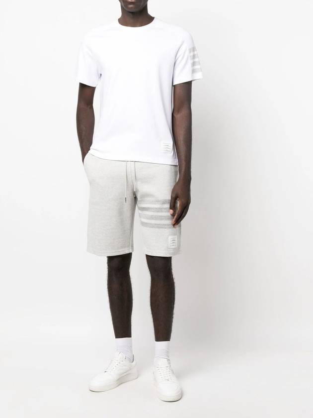 4-Bar Striped Cotton Short Sleeve T-Shirt White - THOM BROWNE - BALAAN 3