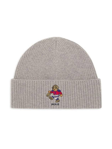 Bear Merino Wool Beanie Grey - POLO RALPH LAUREN - BALAAN 1