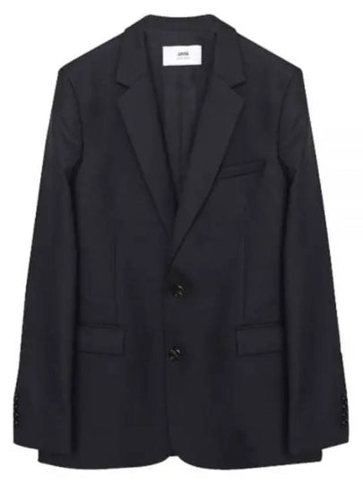 Men's Two Button Virgin Wool Blazer Jacket Black - AMI - BALAAN 2