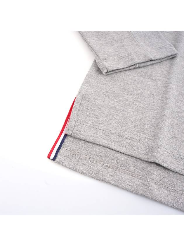 4-Bar Striped Cotton Long Sleeve T-Shirt Light Grey - THOM BROWNE - BALAAN 6