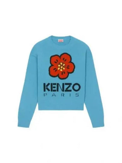 Boke Flower Logo Wool Knit Top Light Blue - KENZO - BALAAN 2