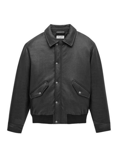 Grained lambskin leather jacket black - SAINT LAURENT - BALAAN 1