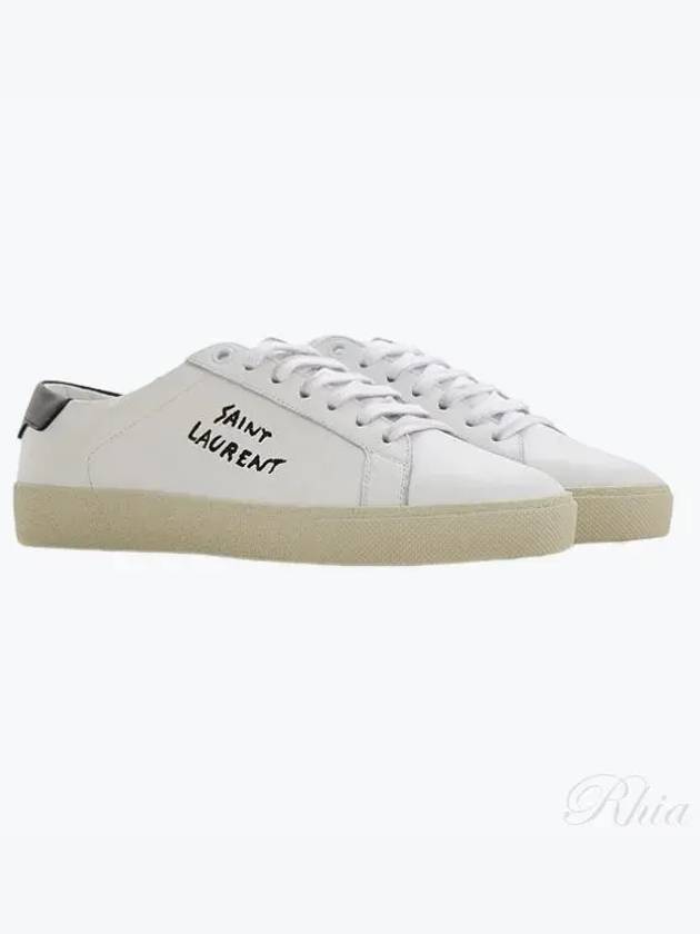 Court Classic Embroidered Low Top Sneakers White - SAINT LAURENT - BALAAN 2