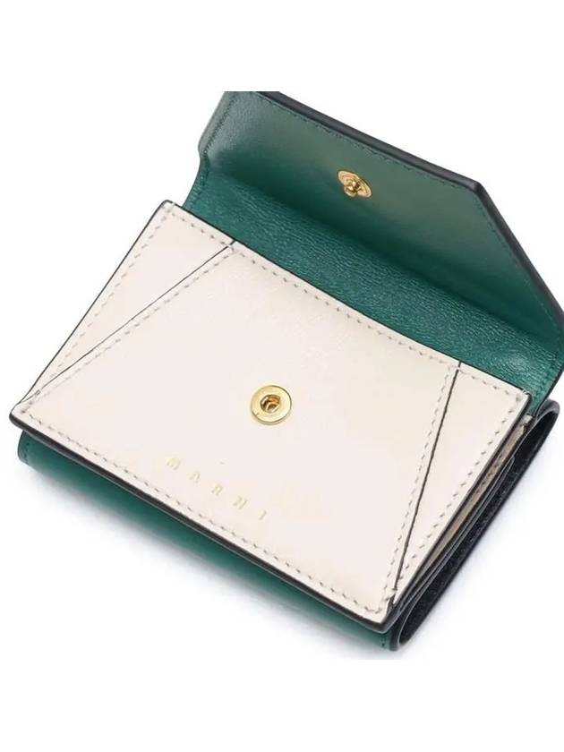 Logo Leather Half Wallet Green - MARNI - BALAAN 7