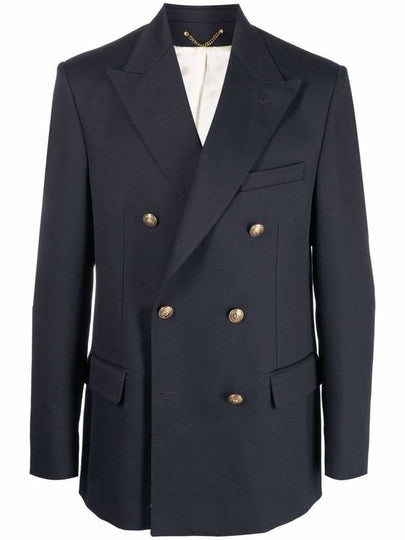 Men's Double-Breasted Blazer In Dark Blue - GOLDEN GOOSE - BALAAN 2