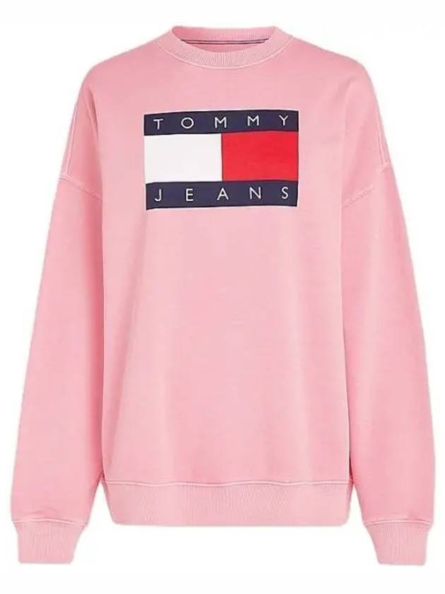 Flag Oversized Fit Sweatshirt Ballet Pink - TOMMY HILFIGER - BALAAN 1