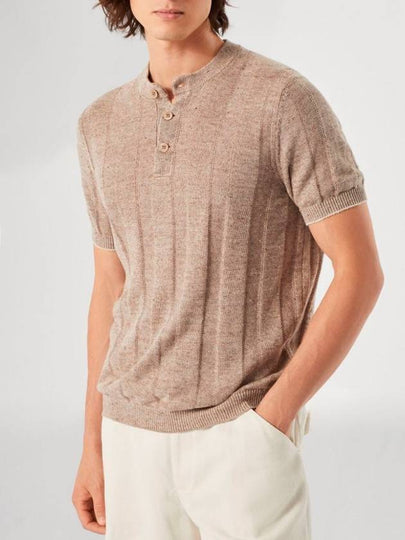 Brunello Cucinelli Textured Rib Knit T-Shirt With Henley Collar - BRUNELLO CUCINELLI - BALAAN 2