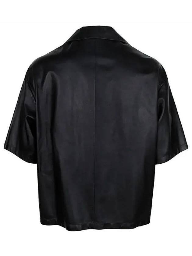 Triangle Logo Nappa Leather Short Sleeve Shirt Black - PRADA - BALAAN 3