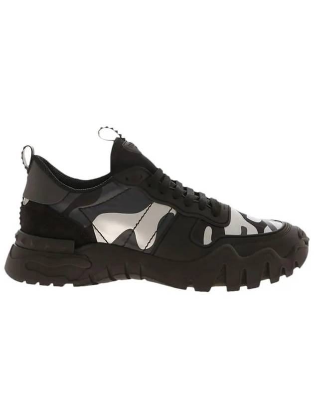 Camouflage Rockrunner Plus Low Top Sneakers Black - VALENTINO - BALAAN.