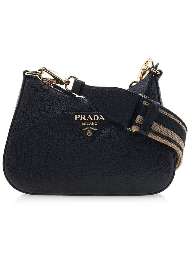 Vitello Dino Leather Shoulder Bag Black - PRADA - BALAAN 2