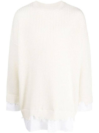 Layered Distressed Crochet Knit Top Butter - MAISON MARGIELA - BALAAN 1