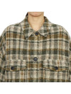 Fontizi Long Check Wool Single Coat Khaki Ecru - ISABEL MARANT - BALAAN 9