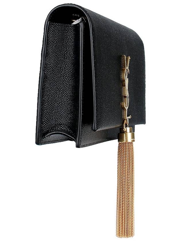 Kate Chain Grain De Poudre Leather Long Wallet Black - SAINT LAURENT - BALAAN 5