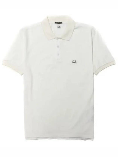 Men's Embroidered Logo Cotton Polo Shirt White - CP COMPANY - BALAAN 2