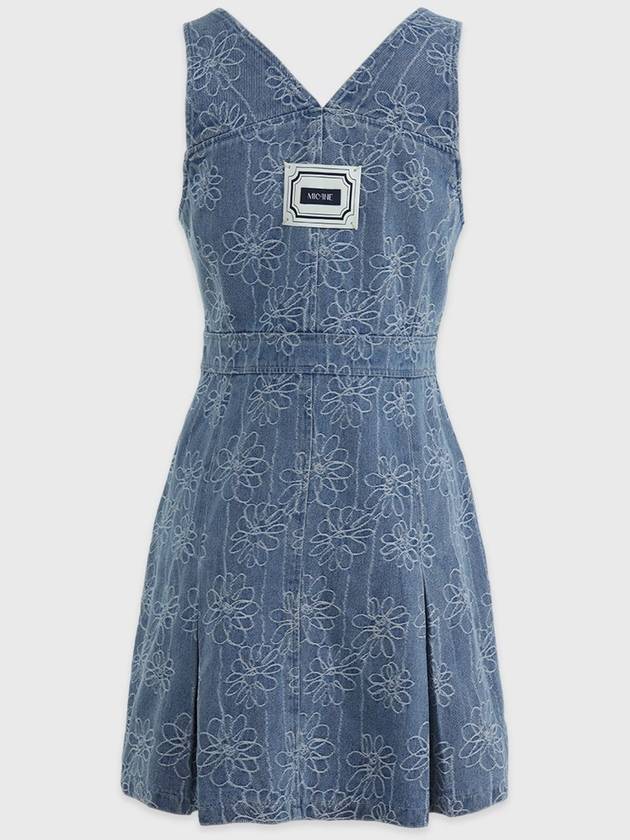 Chicory pleated overalls denim short dress blue - MICANE - BALAAN 6