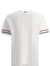 Textured Cotton Stripe Short Sleeve T-Shirt White - THOM BROWNE - BALAAN 5