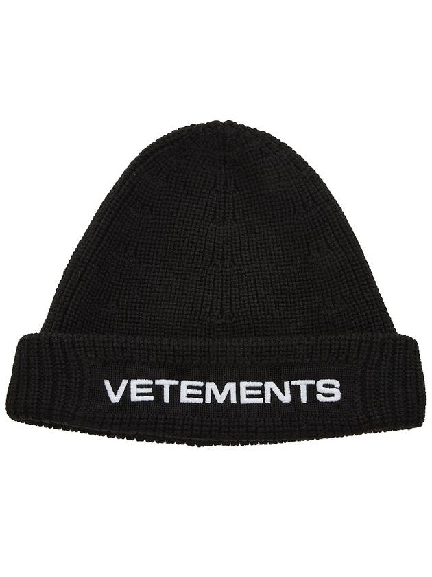 Logo Wool Beanie Black - VETEMENTS - BALAAN 11