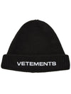 Logo Wool Beanie Black - VETEMENTS - BALAAN 11