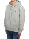 Ami De Coeur Embroid Logo Hoodie Zip-up Grey - AMI - BALAAN 4