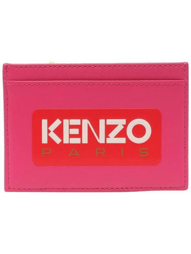 logo print leather card wallet pink - KENZO - BALAAN 1