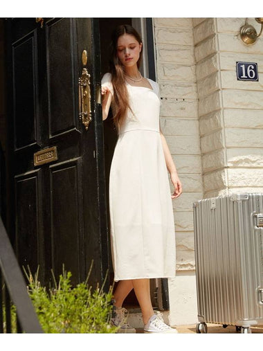 Lia square neck long dress white - LAMARO - BALAAN 1