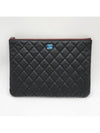 Medium Classic Clutch Bag Caviar Leather & Silver Black - CHANEL - BALAAN 3