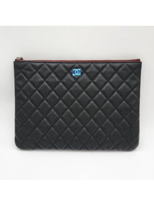 Medium Classic Clutch Bag Caviar Leather & Silver Black - CHANEL - BALAAN 3