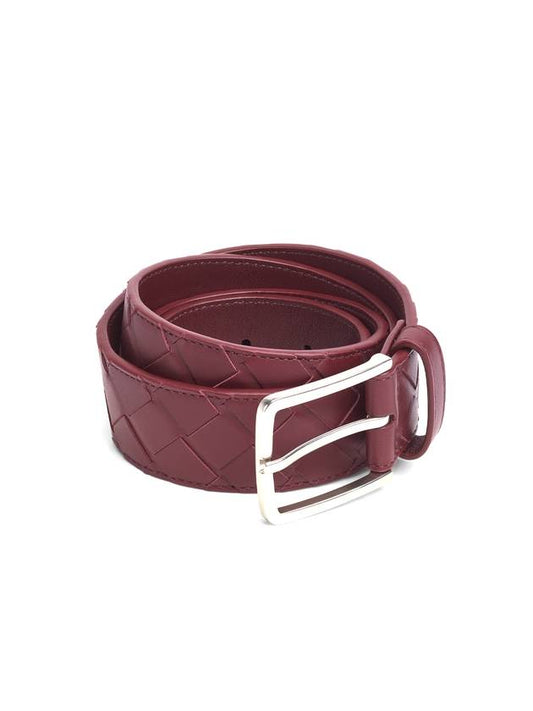 Intrecciato Leather Belt Red - BOTTEGA VENETA - BALAAN 1