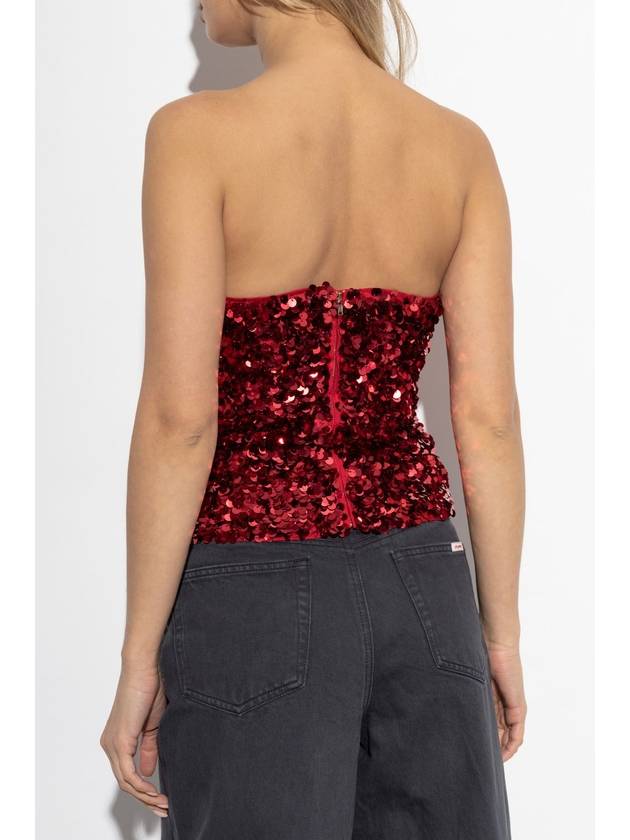 Self Portrait Sequin Off-shoulder Top, Women's, Red - SELF PORTRAIT - BALAAN 4