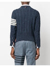 Donegal Twist Cable 4-Bar Classic Crewneck Knit Top Blue - THOM BROWNE - BALAAN 4