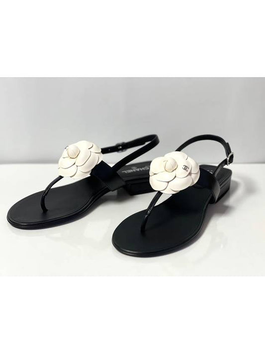 Camellia Lambskin Sandals Black - CHANEL - BALAAN 2