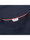 Men's Medium Weight Jersey Tipped Pocket Crewneck Short Short Sleeve T-Shirt Navy - THOM BROWNE - BALAAN 3