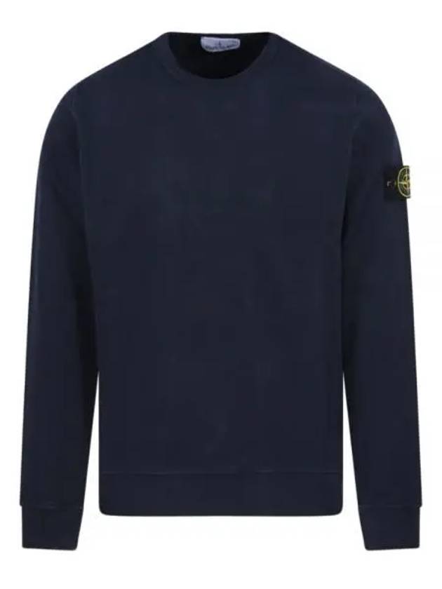 Brushed Cotton Fleece Garment Dyed Crewneck Sweatshirt Navy - STONE ISLAND - BALAAN 2