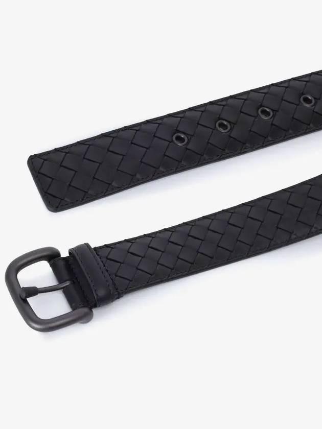 Intrecciato Leather Belt Black - BOTTEGA VENETA - BALAAN 4