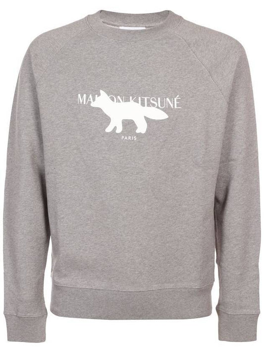 Profile Fox Stamp Clean Sweatshirt Grey Melange - MAISON KITSUNE - BALAAN 1