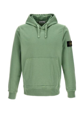 Logo Patch Drawstring Hoodie Green - STONE ISLAND - BALAAN 1