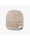 Women's Logo Wool Beanie Sand Beige - GANNI - BALAAN 3