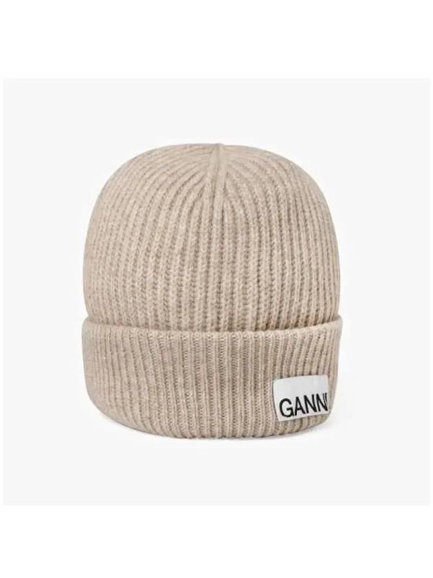 Women's Logo Wool Beanie Sand Beige - GANNI - BALAAN 3