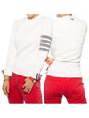 Milano Stitch Crewneck 4-Bar Cotton Crepe Knit Top White - THOM BROWNE - BALAAN 7