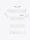 Men's Rugby Striped Pick Pocket Short Sleeve T-Shirt Pale Grey White - THOM BROWNE - BALAAN 2