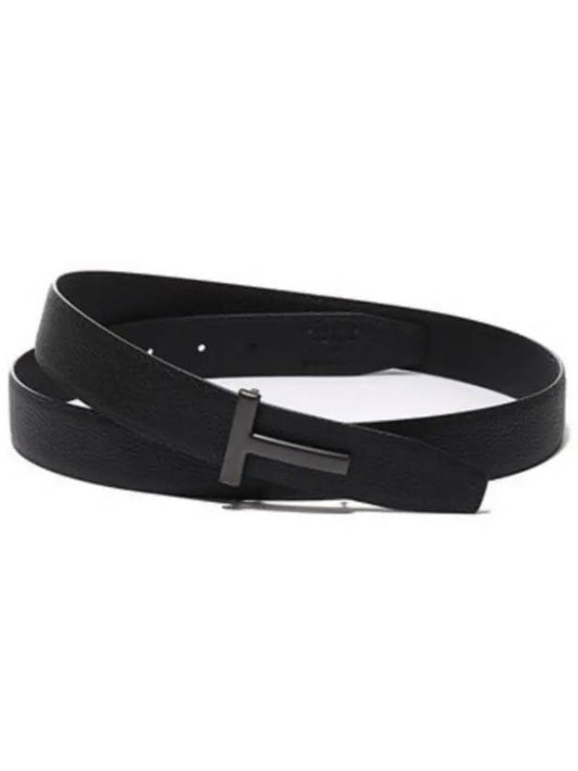 Black Reversible Leather Belt Black - TOM FORD - BALAAN 2