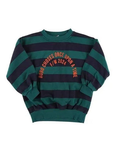 Kids Circle Logo Stripe Sweatshirt Green - BOBO CHOSES - BALAAN 2