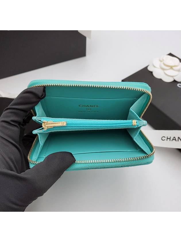 Classic caviar zipper aqua blue gold AP3686 - CHANEL - BALAAN 6