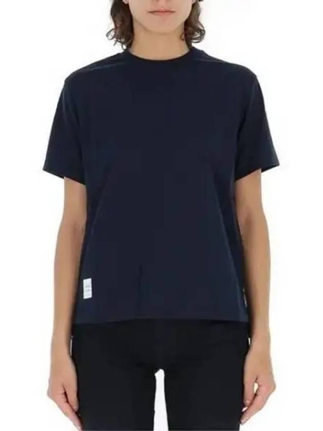 Logo Patch Lightweight Jersey Relaxed Fit Short Sleeve T-Shirt Navy - THOM BROWNE - BALAAN 2