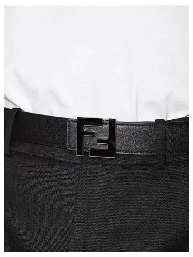 FF Buckle Pattern Reversible Leather Belt Black - FENDI - BALAAN 5