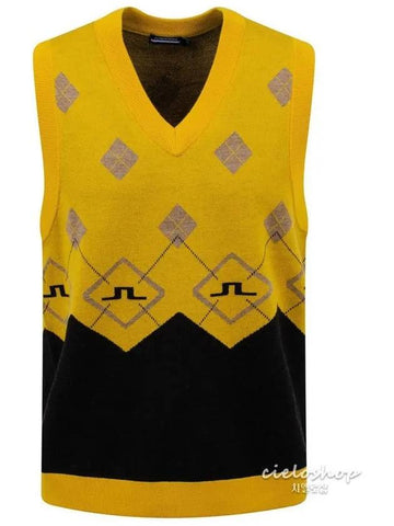 ARGYLE Knit Men s Golf Vest Daylily AMKW07000 - J.LINDEBERG - BALAAN 1