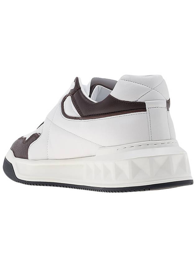 Nappa Leather One Stud Low Top Sneakers White Brown - VALENTINO - BALAAN 4