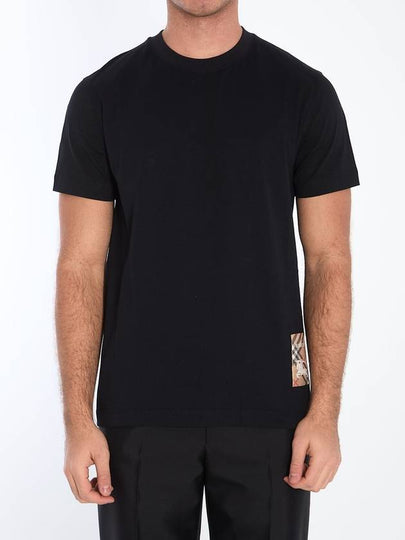 Check Label Cotton Short Sleeve T-Shirt Black - BURBERRY - BALAAN 2